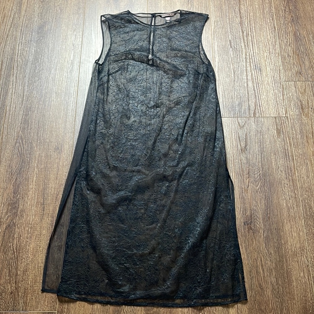 Victoria Secret Black Sheer Stretch Lace Mesh Nightie Sexy Lingerie